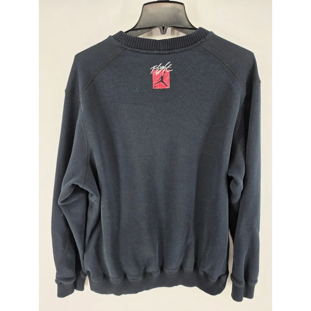 Jordan Flight Mens Black Graphic Crewneck Sweatshirt Jumpman Fleece XL
